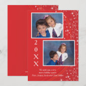 Kerstseizoen Rood & Witte Sterren - Kerstkaart (Voorkant / Achterkant)
