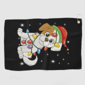 Kerstseizoen Santa Jack Russell Terrier Golfhanddoek (Horizontaal)
