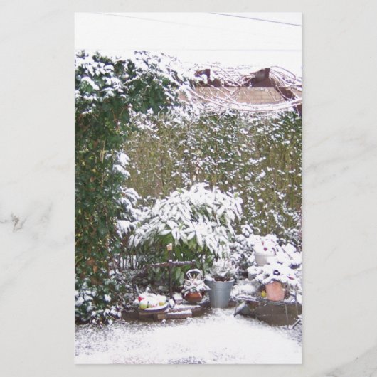 Kerstseizoen, sneeuw in de tuin briefpapier (Voorkant)