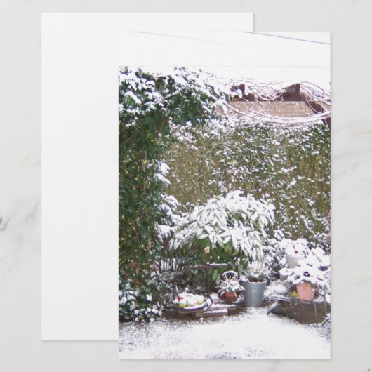 Kerstseizoen, sneeuw in de tuin briefpapier (Voorkant / Achterkant)
