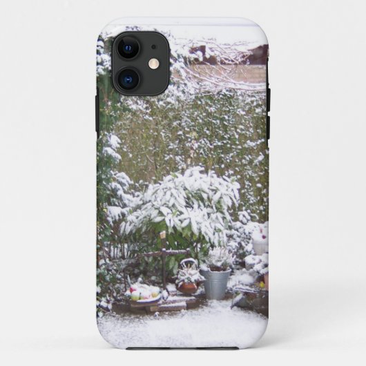 Kerstseizoen, sneeuw in de tuin Case-Mate iPhone case (Achterkant)