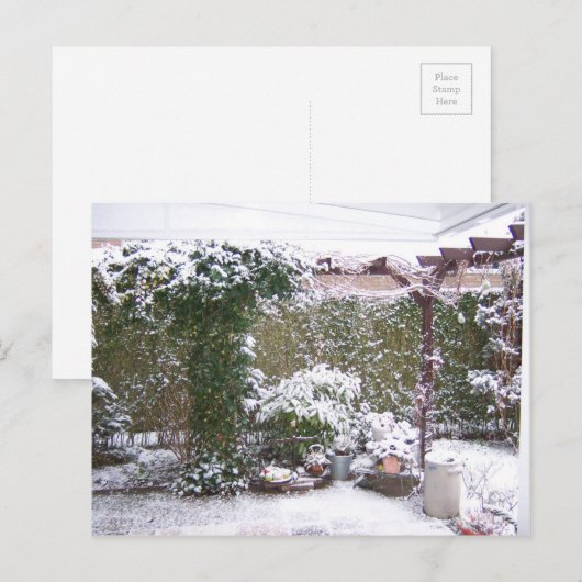 Kerstseizoen, sneeuw in de tuin feestdagenkaart (Voorkant / Achterkant)