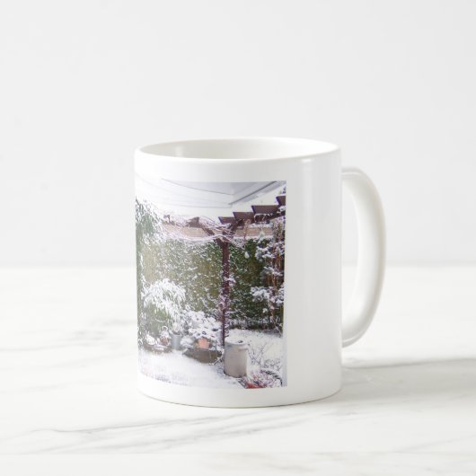 Kerstseizoen, sneeuw in de tuin koffiemok (Voorkant rechts)