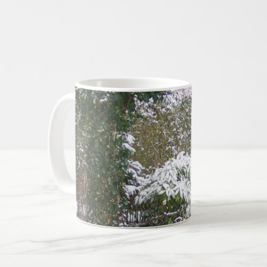 Kerstseizoen, sneeuw in de tuin koffiemok (Voorkant links)