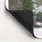 Kerstseizoen, sneeuw in de tuin muismat (Hoek)