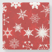 Kerstseizoen sneeuwvlokken stenen onderzetter (Voorkant)
