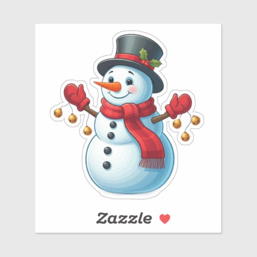 Kerstseizoen sticker, sneeuwman met jingles sticker (Vel)