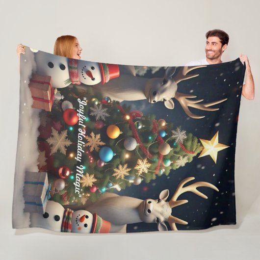 "Kerstseizoen Vreugde" Fleece Deken (In situ)