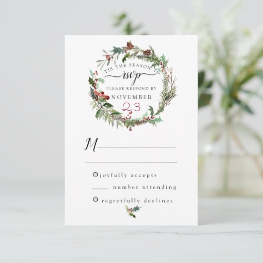 Kerstseizoen Weddenschap RSVP 2 Informatiekaartje (Staand voorkant)