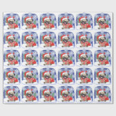 Kerstseizoen Winter Pug Cadeaupapier (Vlak)