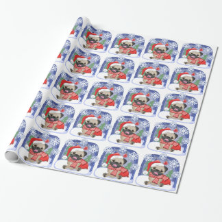 Kerstseizoen Winter Pug Cadeaupapier