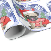 Kerstseizoen Winter Pug Cadeaupapier (Rol Hoek)