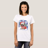Kerstseizoen Winter Pug T-shirt (Voorkant volledig)
