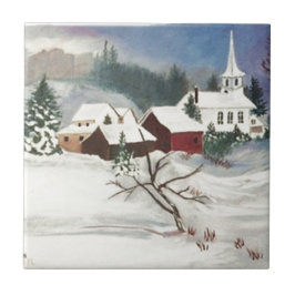 Kerstseizoen wintersneeuwkapel tegeltje