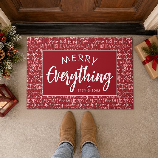 Kerstseizoen Zinnen MERRY EVERYTHING Rood Deurmat