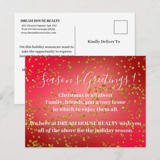 kerstseizoenen — Echte grond Feestdagenkaart (Voorkant / Achterkant)