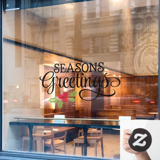 Kerstseizoenen Greetings Holly Business Raamsticker (Cafe Raam)
