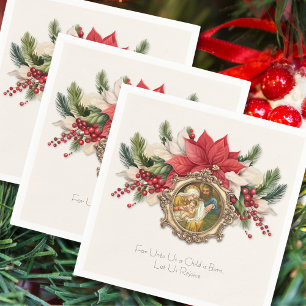 Kerstservetten: Geboorte van Jezus Poinsettias Servet