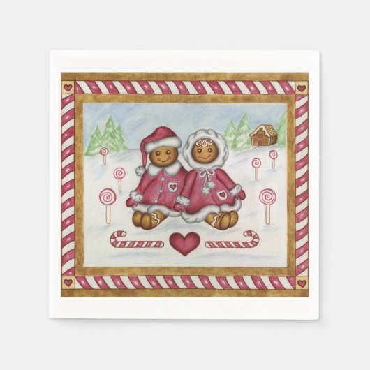 Kerstservetten met Gemberkoek Servetten (Voorkant)