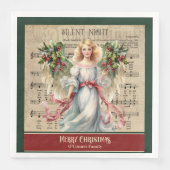 Kerstservetten met monogram Retro engel viering Servet (Voorkant)