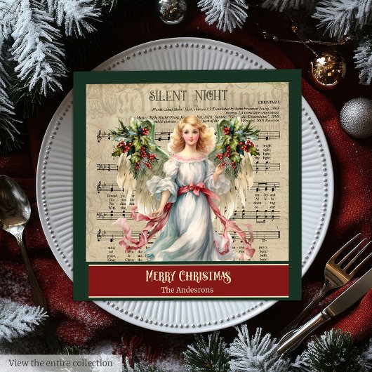 Kerstservetten met monogram Retro engel viering Servet
