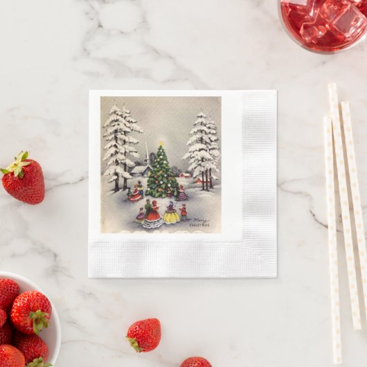 Kerstservetten met vintage kerstscène servetten (Insitu)