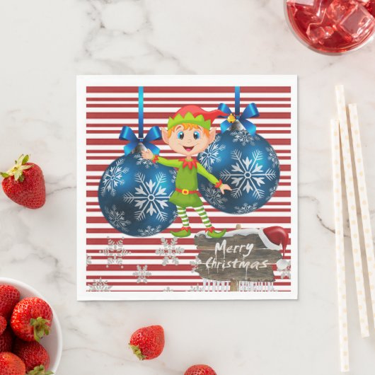 Kerstservetten, Prettig Kerstfeest Elf Servet (Insitu)