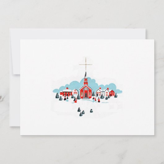 Kerstservice met een winterkerscène kaart (Achterkant)