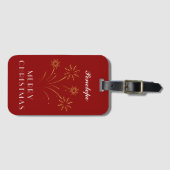 Kerstsfeer Aangepaste Diep Rode Naam Bagagelabel (Voorkant (horizontaal))