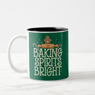 Kerstsfeer bakken met vrolijke Kerstman bakker Tweekleurige Koffiemok