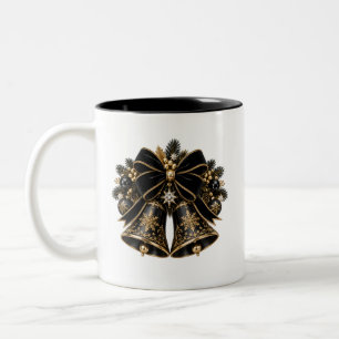 Kerstsfeer Beker met Kerkklokken Motief Tweekleurige Koffiemok