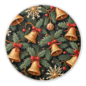 Kerstsfeer Bellen, Decoratief Kerstpatroon, Keramische Knop (Voorkant)