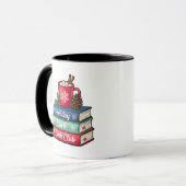 Kerstsfeer Boek Club Mok | ZWART (Voorkant links)
