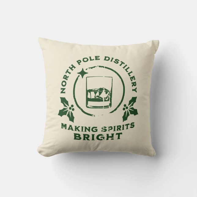 Kerstsfeer brengen met North Pole Distillery Groen Kussen (Voorkant)