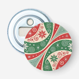 Kerstsfeer Button Flesopener