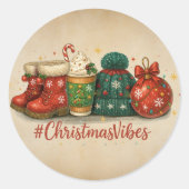 Kerstsfeer Cozy Kerstmis Ronde Sticker (Voorkant)