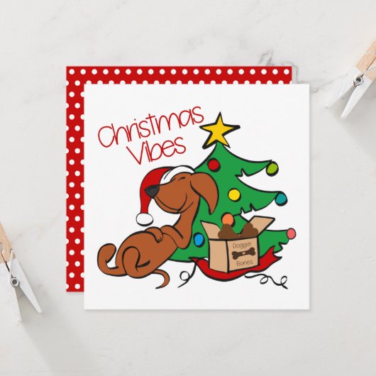 Kerstsfeer Dachshond Hondenkaart Kaart (Voorkant / Achterkant in situ)