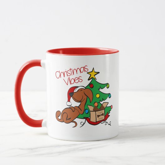 Kerstsfeer Dasachtige Hond Mok (Links)