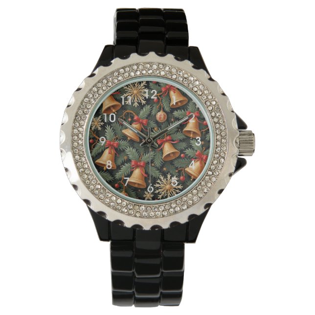 Kerstsfeer, decoratief kerstpatroon, horloge (Voorkant)