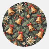 Kerstsfeer, decoratief kerstpatroon, ronde sticker (Voorkant)