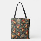 Kerstsfeer, decoratief kerstpatroon, tote bag (Achterkant)