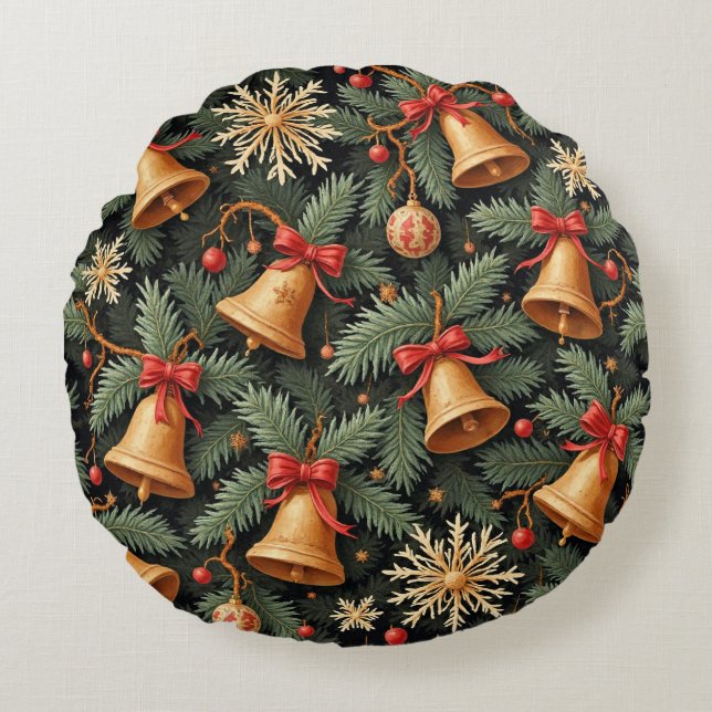 Kerstsfeer, decoratief patroon. rond kussen (Voorkant)