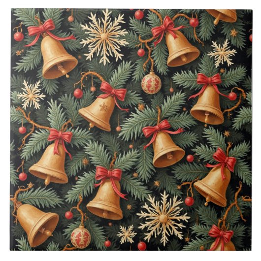 Kerstsfeer, decoratief patroon. tegeltje (Voorkant)