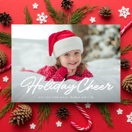Kerstsfeer eenvoudig script twee foto's feestdagenkaart