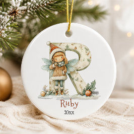 Kerstsfeer Fee Kerstmis Beginletter Persoonlijke V Keramisch Ornament