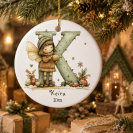 Kerstsfeer Fee Kerstmis Beginletter Persoonlijke V Keramisch Ornament