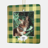 Kerstsfeer Gouden Plaid Kat Naam Kerstmis Keramisch Ornament (Links)