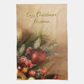 Kerstsfeer Handdoek 'Cozy Christmas Dreams' | Kers (Verticaal)