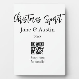 Kerstsfeer huwelijks koppel naam QR scan datum Fotoplaat