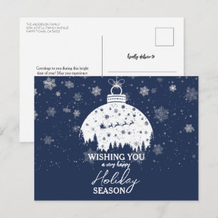 Kerstsfeer in besneeuwd bos Witte Ornament Kerstma Feestdagenkaart